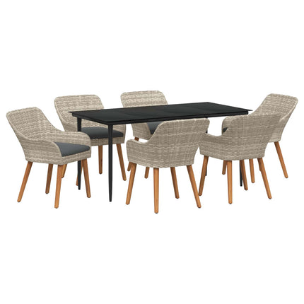Trädgårdsmöbelset med kudde 7 pcs Ljusgrå konstrotting