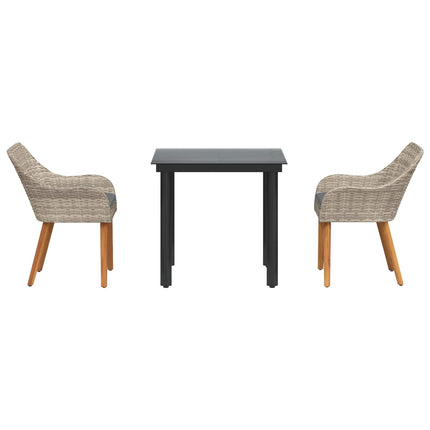 Trädgårdsmöbelset med kudde 3 pcs Ljusgrå konstrotting