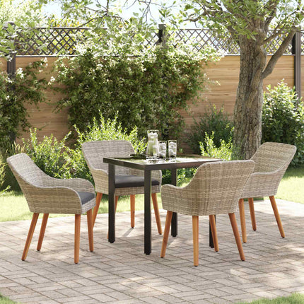 Trädgårdsmöbelset med kudde 5 pcs Ljusgrå konstrotting