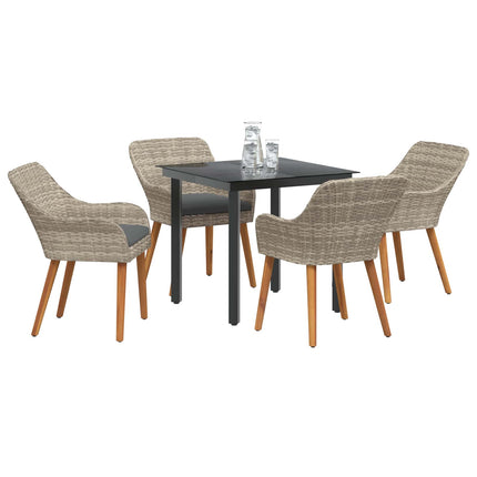 Trädgårdsmöbelset med kudde 5 pcs Ljusgrå konstrotting