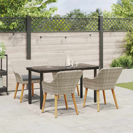 Trädgårdsmöbelset med kudde 5 pcs Ljusgrå konstrotting