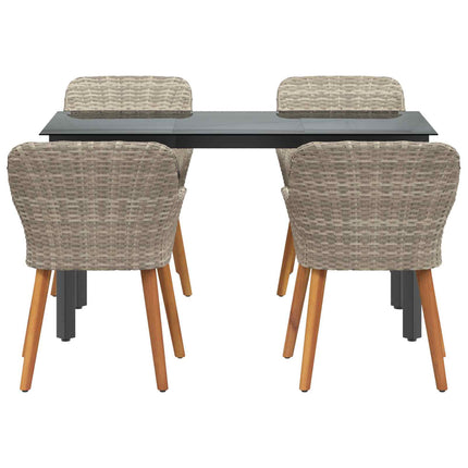 Trädgårdsmöbelset med kudde 5 pcs Ljusgrå konstrotting