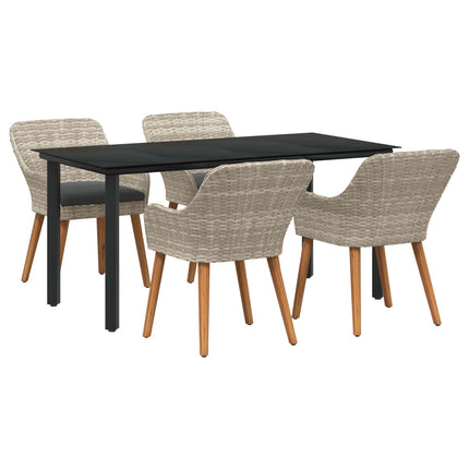 Trädgårdsmöbelset med kudde 5 pcs Ljusgrå konstrotting