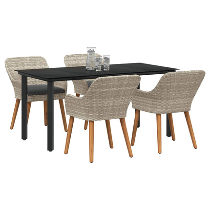 Trädgårdsmöbelset med kudde 5 pcs Ljusgrå konstrotting