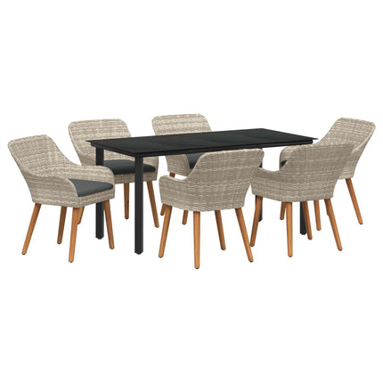 Trädgårdsmöbelset med kudde 7 pcs Ljusgrå konstrotting
