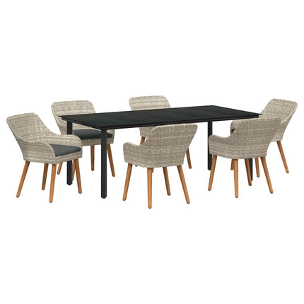 Trädgårdsmöbelset med kudde 7 pcs Ljusgrå konstrotting