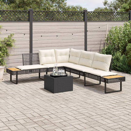 Loungegrupp med dynor 2 delar svart konstrotting glas