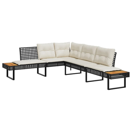 Loungegrupp med dynor 2 delar svart konstrotting glas