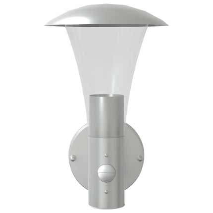 Utomhusvägglampa med sensor silver rostfritt stål