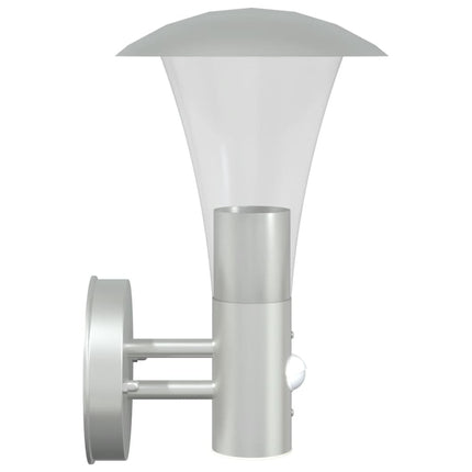Utomhusvägglampa med sensor silver rostfritt stål
