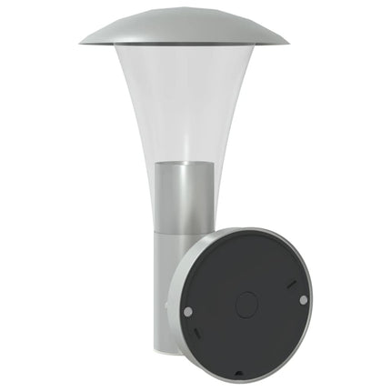 Utomhusvägglampa med sensor silver rostfritt stål