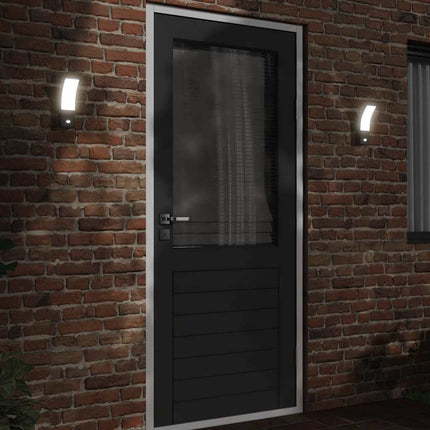 Utomhusvägglampor LED med sensorer 2 st svart gjuten aluminium
