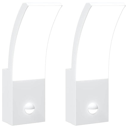 Utomhusvägglampor LED med sensorer 2 st vit gjuten aluminium