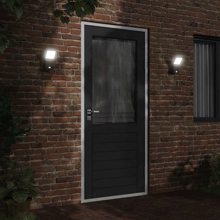 Utomhusvägglampa LED med sensor svart gjuten aluminium