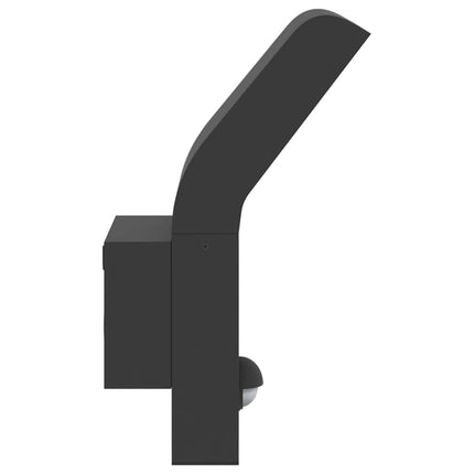 Utomhusvägglampa LED med sensor svart gjuten aluminium