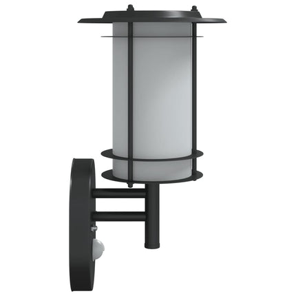 Utomhusvägglampa med sensor svart rostfritt stål