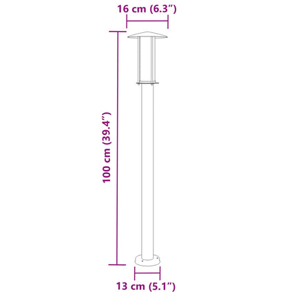 Utomhusgolvlampa silver 100 cm rostfritt stål