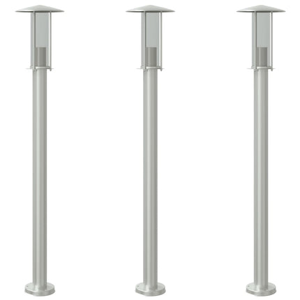 Utomhusgolvlampor 3 st silver 100 cm rostfritt stål