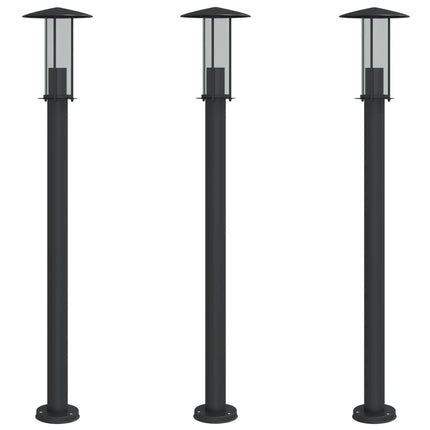 Utomhusgolvlampor 3 st svart 100 cm rostfritt stål