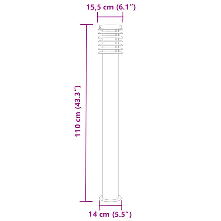 Utomhusgolvlampor 3 st svart 110 cm rostfritt stål