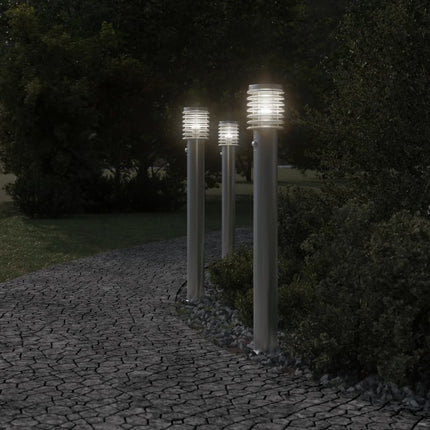 Utomhusgolvlampa med sensor silver 110 cm rostfritt stål