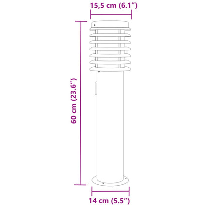 Utomhusgolvlampa med eluttag silver 60 cm rostfritt stål