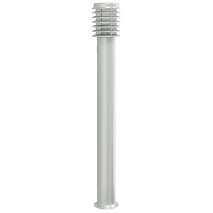 Utomhusgolvlampa med eluttag silver 110 cm rostfritt stål