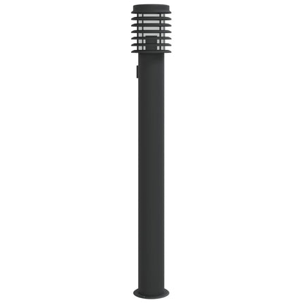 Utomhusgolvlampa med eluttag svart 110 cm rostfritt stål