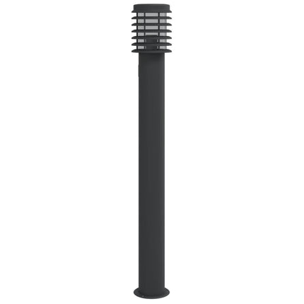 Utomhusgolvlampa med eluttag svart 110 cm rostfritt stål