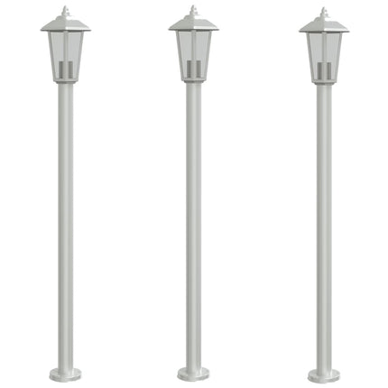 Utomhusgolvlampor 3 st silver 120 cm rostfritt stål
