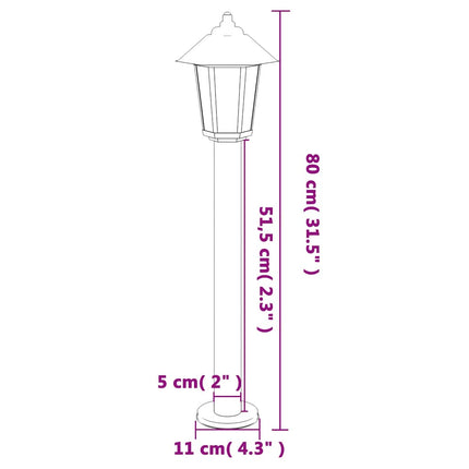 Utomhusgolvlampa svart 80 cm rostfritt stål