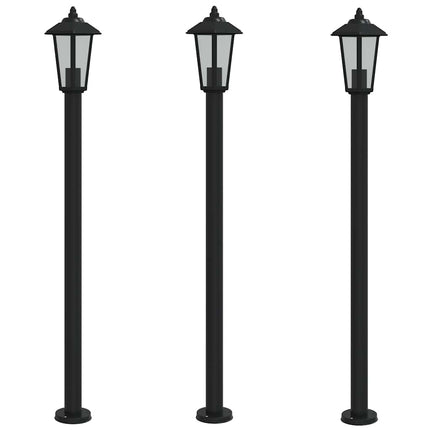 Utomhusgolvlampor 3 st svart 120 cm rostfritt stål