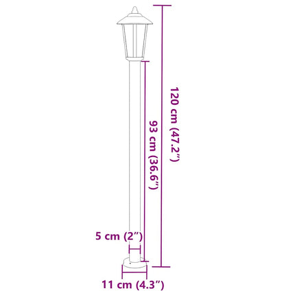 Utomhusgolvlampor 3 st svart 120 cm rostfritt stål