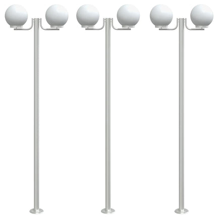 Utomhusgolvlampor 3 st silver 215 cm rostfritt stål
