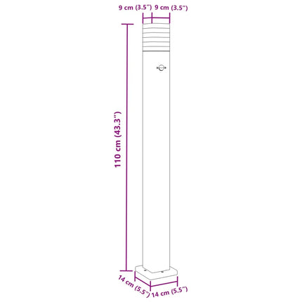 Utomhusgolvlampa med sensor svart 110 cm aluminium
