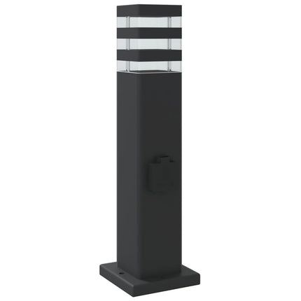 Utomhusgolvlampa med eluttag svart 50 cm aluminium