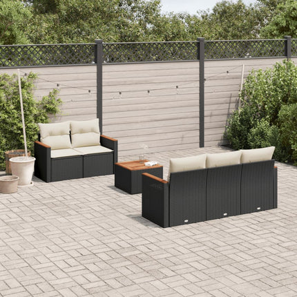 Loungegrupp med dynor 6 delar svart konstrotting