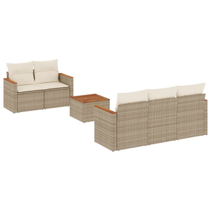 Soffgrupp för trädgården med dynor 6 delar beige konstrotting