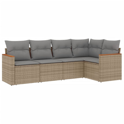 Soffgrupp för trädgården med dynor 5 delar beige konstrotting