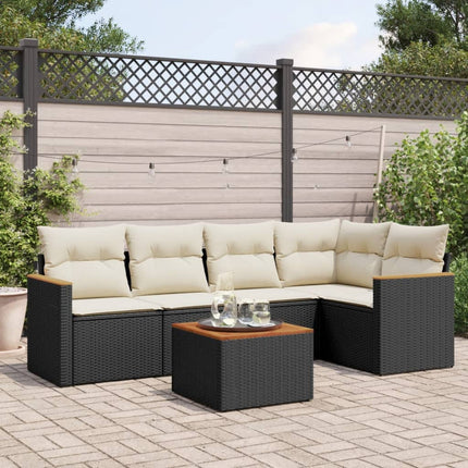 Loungegrupp med dynor 6 delar svart konstrotting