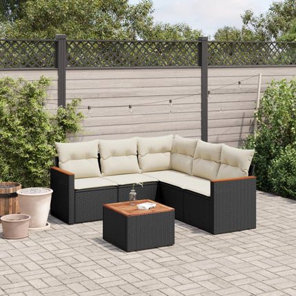 Loungegrupp med dynor 6 delar svart konstrotting