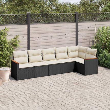 Loungegrupp med dynor 6 delar svart konstrotting