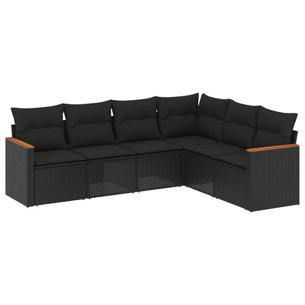 Loungegrupp med dynor 6 delar svart konstrotting