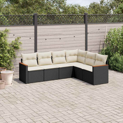 Loungegrupp med dynor 6 delar svart konstrotting