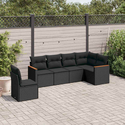 Loungegrupp med dynor 6 delar svart konstrotting