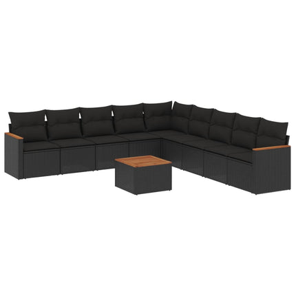 Loungegrupp 10 delar med svarta dynor konstrotting