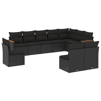 Loungegrupp 10 delar med svarta dynor konstrotting