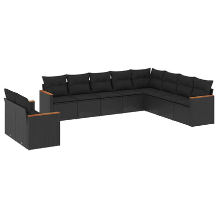 Loungegrupp 10 delar med svarta dynor konstrotting