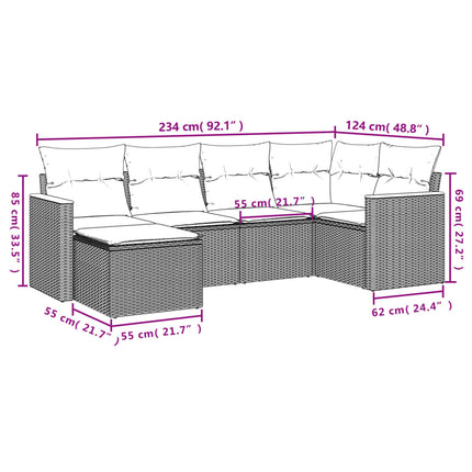 Loungegrupp med dynor 6 delar svart konstrotting