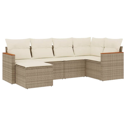 Soffgrupp för trädgården med dynor 6 delar beige konstrotting